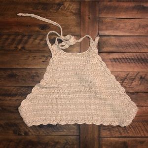 Crochet tie halter crop top